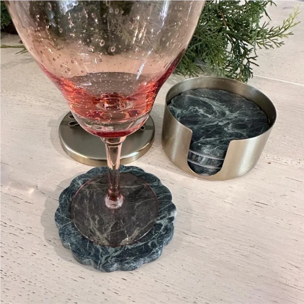 4pc Scallop Marble Coaster Set - Threshold designed with Studio McGee